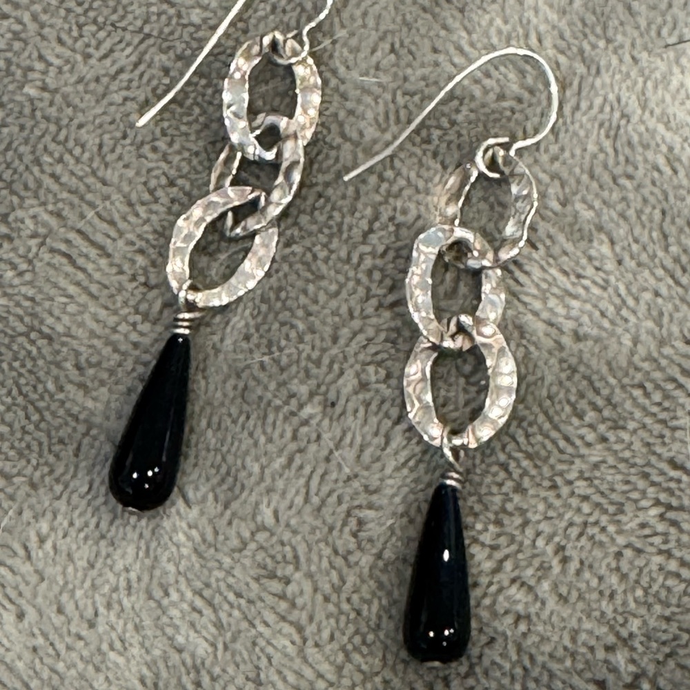 Silpada Silver and Black Teardrop Earrings